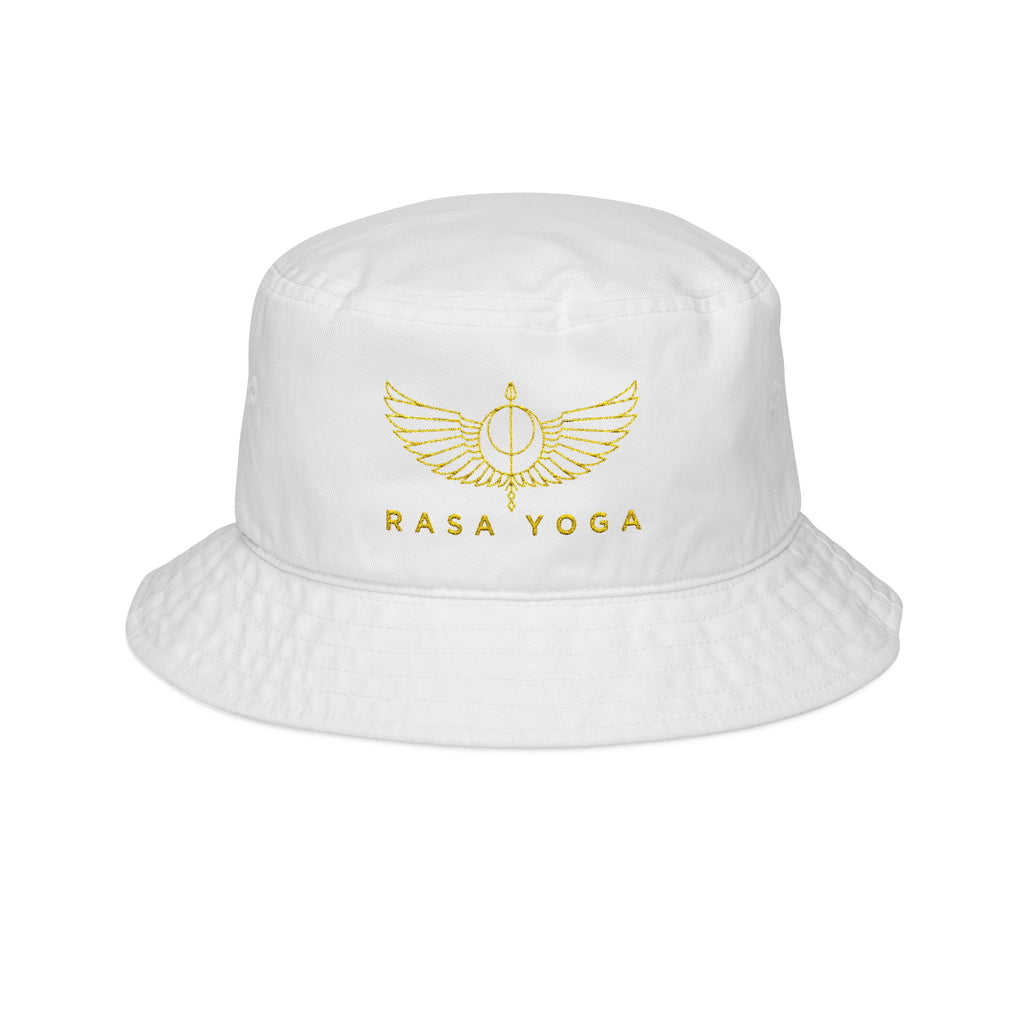 Embroidered 'Rasa Yoga' Gold Wing Bucket Hat — Women's Casual Streetwear